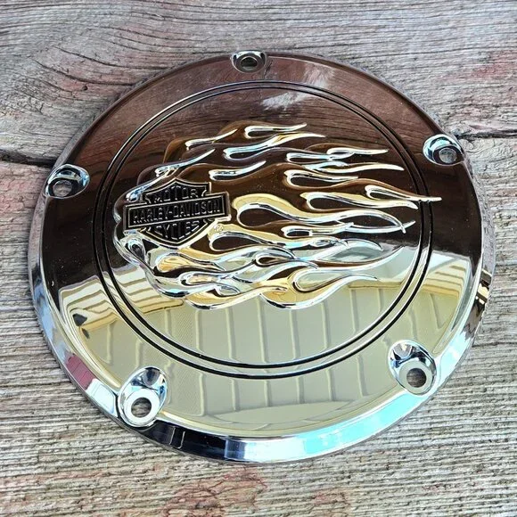 Genuine Harley-Davidson Flames Derby Cover 25334-99A Motor Cycles 5 Hole (NWT) - Picture 5 of 7